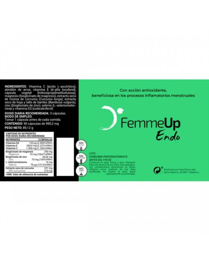 FEMMEUP ENDO - CÚRCUMA, BAMBÚ, VITAMINA C, E, D3