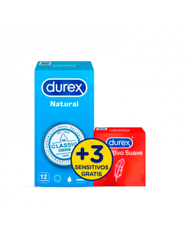 DUREX NATURAL 12 UNIDADES + 3 SENSITIVOS