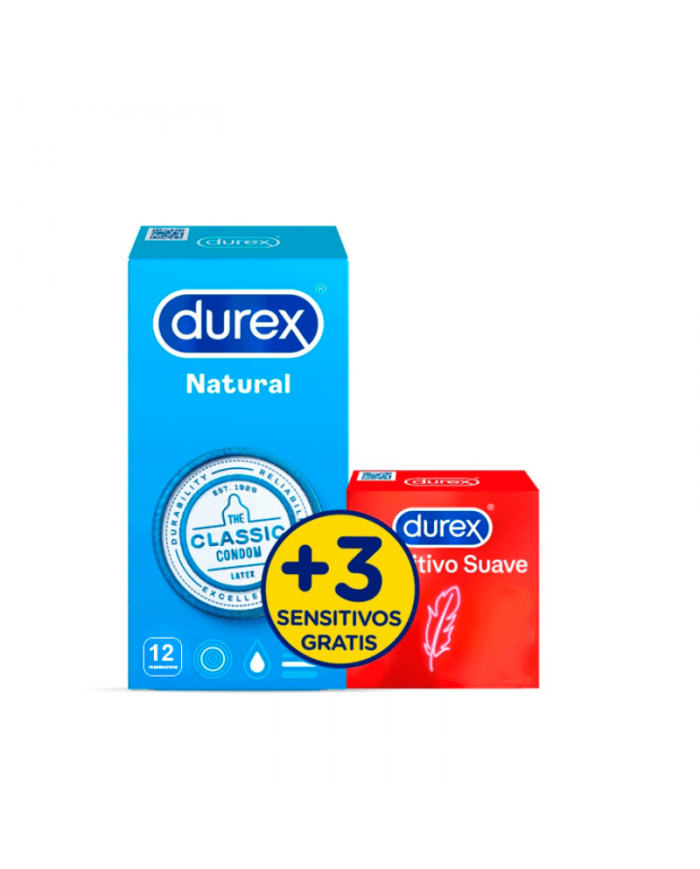 DUREX NATURAL 12 UNIDADES + 3 SENSITIVOS