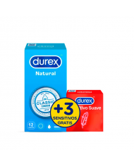 DUREX NATURAL 12 UNIDADES + 3 SENSITIVOS